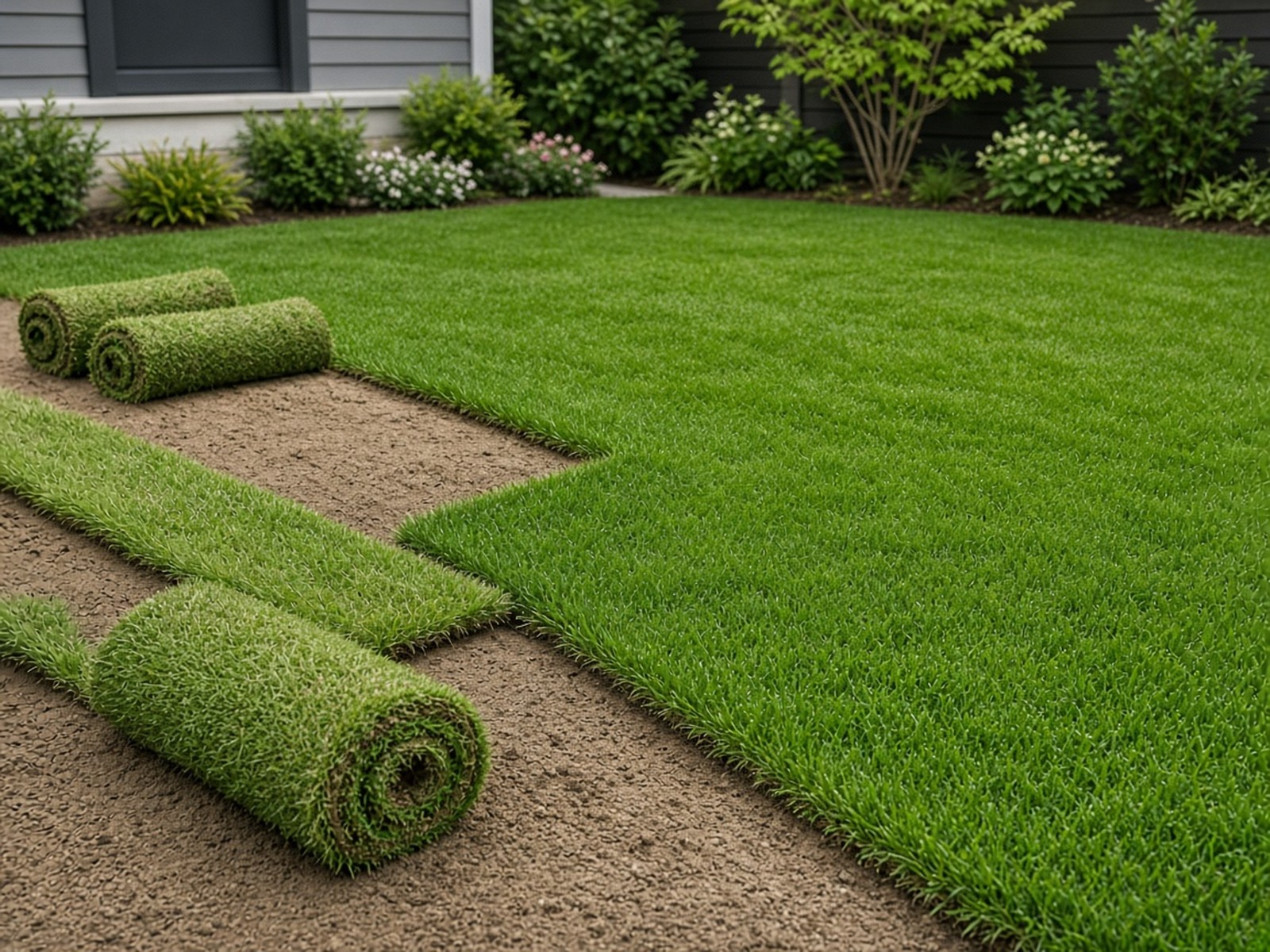 Artificial and natural grass installation