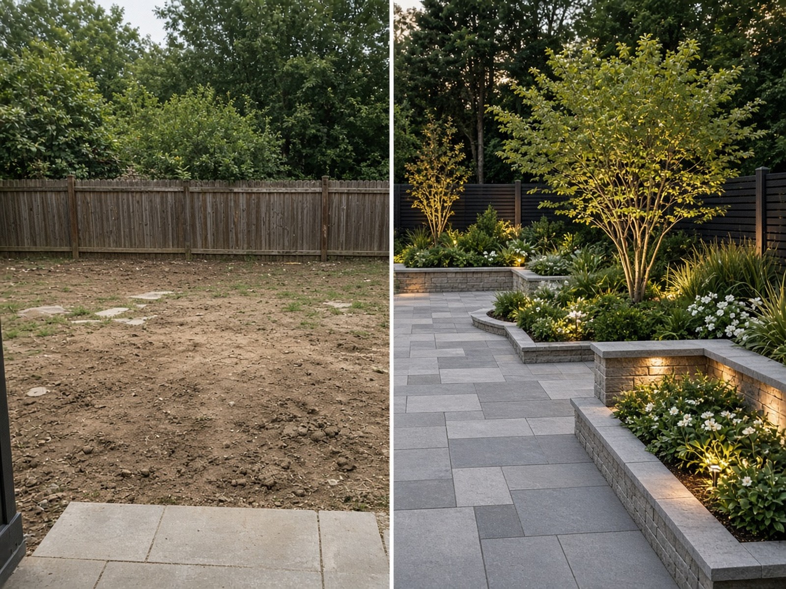 Renovated garden with soft and hard landscaping